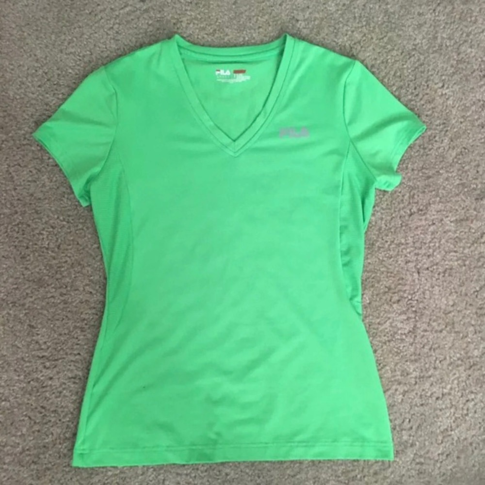 Light lime green Fila sport athletic Tee shirt